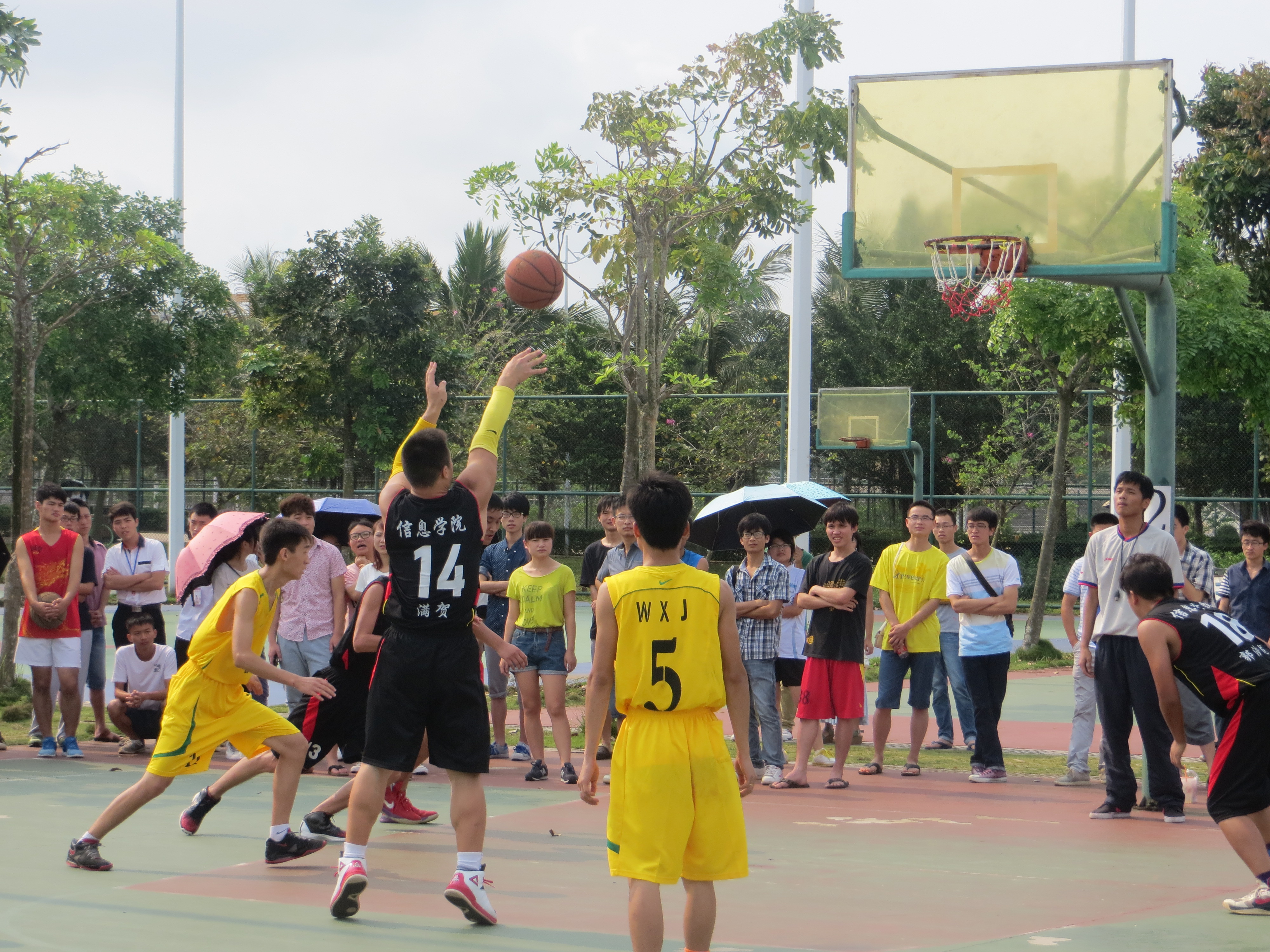 骄阳下舞动的身影，何不是青春的律动――星空游戏官方2014年校园男篮女排比赛紧张进行